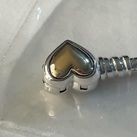 Pandora 14k Gold Domed Heart Clasp Bracelet with Charms - Picture 15 of 15